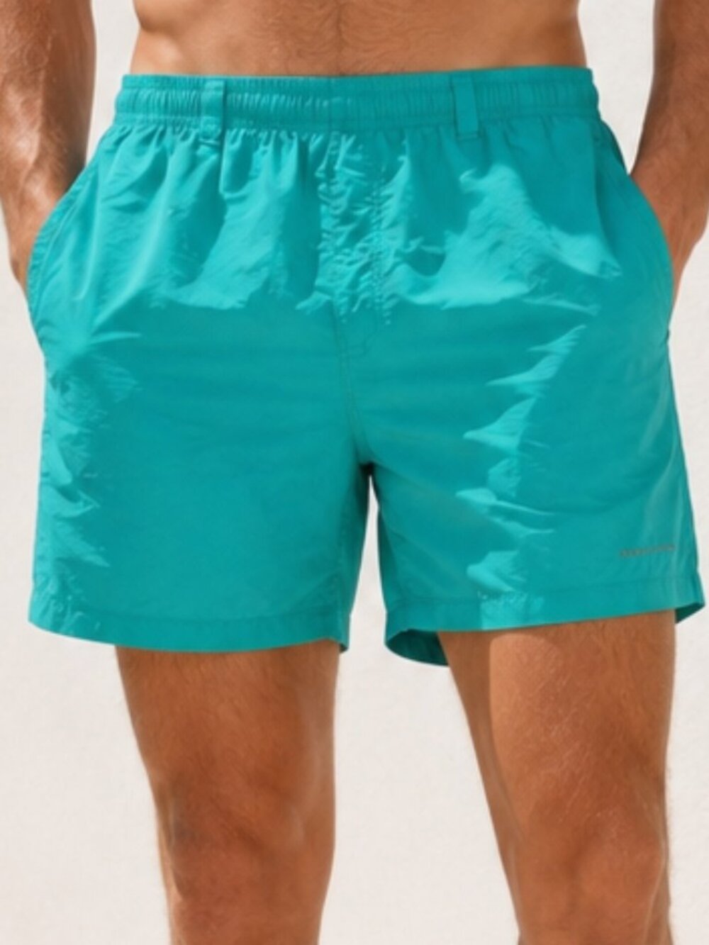 Columbia PFG Men’s Turquoise Swim Trunks Fishing Shorts Elastic Waist Nylon XL